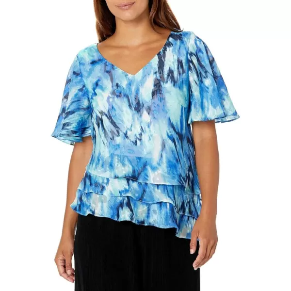 Alex Evenings Womens Chiffon Blouse Petite and RegularMarina Multi