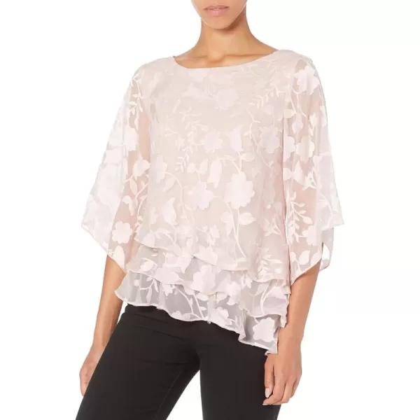 Alex Evenings Womens Chiffon Blouse Petite and RegularShell Pink