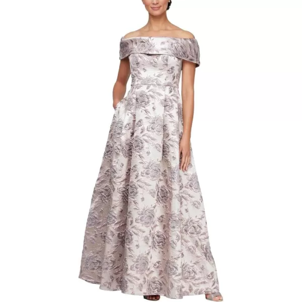 Alex Evenings Womens Formal Long Ballgown Mother of The Bride Dress with PocketsMauve Multi