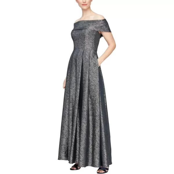 Alex Evenings Womens Formal Long Ballgown Mother of The Bride Dress with PocketsNavy Gold