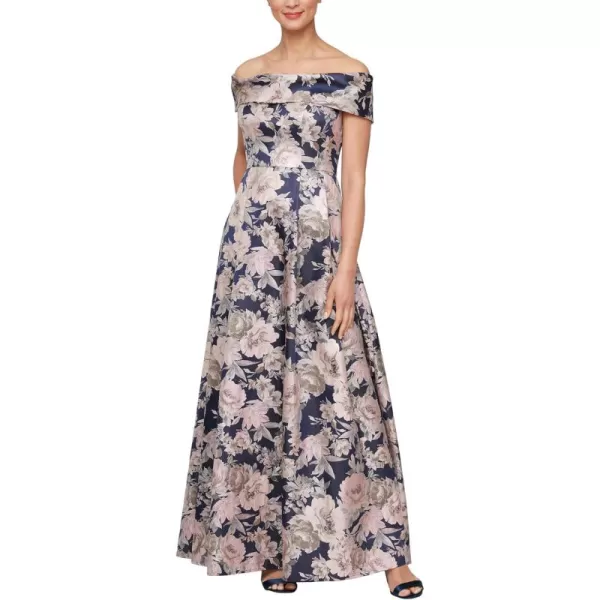 Alex Evenings Womens Formal Long Ballgown Mother of The Bride Dress with PocketsNavy and Pink