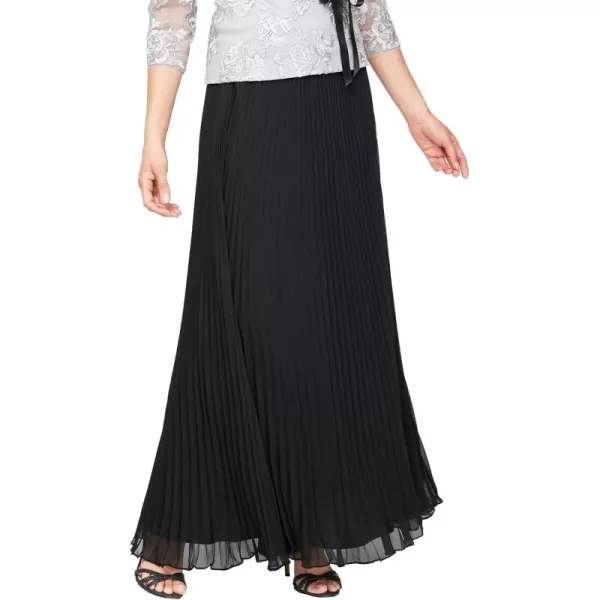 Alex Evenings Womens Full Length Formal Maxi Skirt Petite and Regular SizesBlack Pleated Chiffon