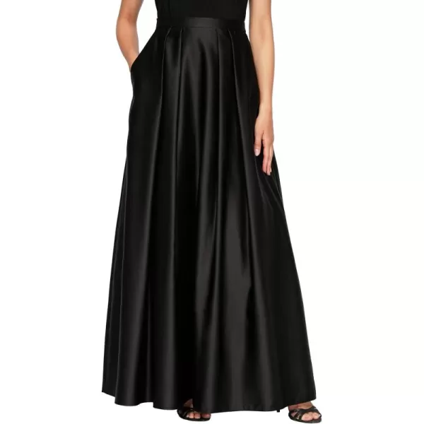 Alex Evenings Womens Full Length Formal Maxi SkirtBlack Satin Pleated