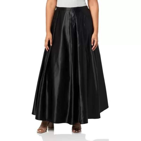 Alex Evenings Womens Full Length Formal Maxi SkirtBlack Satin Pleated Plus