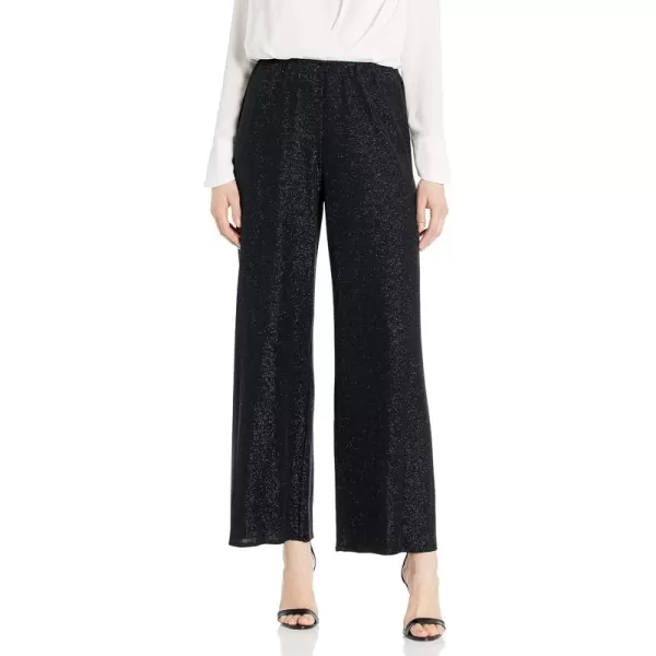 Alex Evenings Womens Full Length Straight Leg Dress Pant Regular and PetiteBlack Metallic Knit