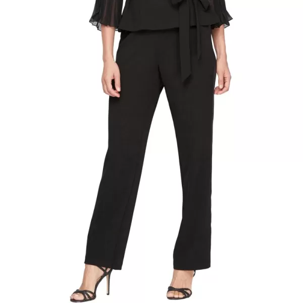 Alex Evenings Womens Full Length Straight Leg Dress Pant Regular and PetiteBlack Satin Stripe