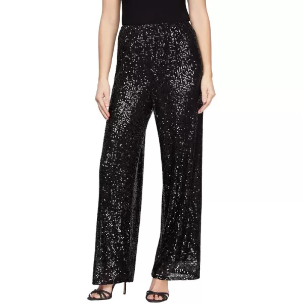 Alex Evenings Womens Full Length Straight Leg Dress Pant Regular and PetiteBlack Sequin