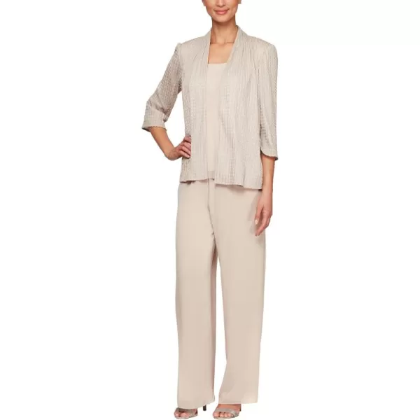 Alex Evenings Womens Full Length Straight Leg Dress Pant Regular and PetiteTaupe Chiffon