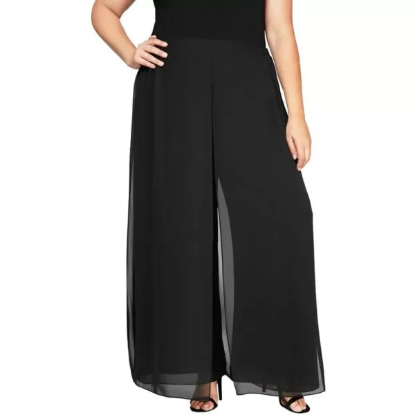 Alex Evenings Womens Full Length Wide Leg Dress Pant Size and Plus PetiteBlack Chiffon Carwash