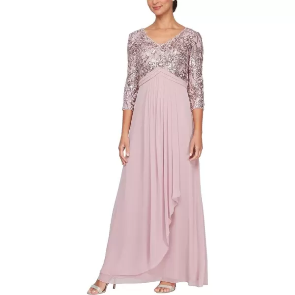 Alex Evenings Womens Long Lace Top Empire Waist DressBlush