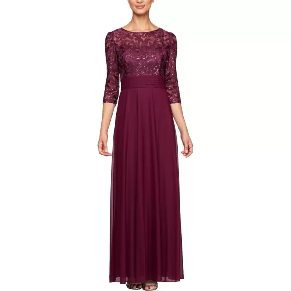 Alex Evenings Womens Long Lace Top Empire Waist DressBright Plum