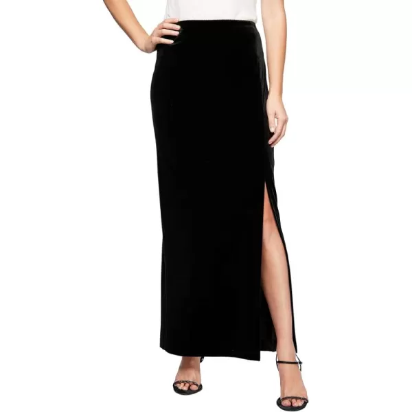 Alex Evenings Womens Long Maxi Skirt Regular and PetiteBlack Velvet Slit