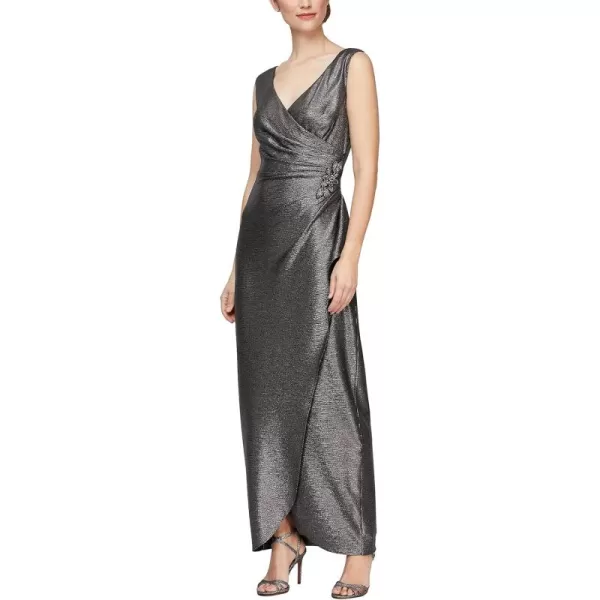 Alex Evenings Womens Long Sleeveless Velvet DressGunmetal