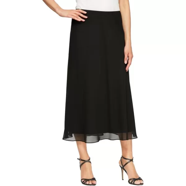 Alex Evenings Womens Midi Length Formal Skirt Reg and PetiteBlack Elastic Waist