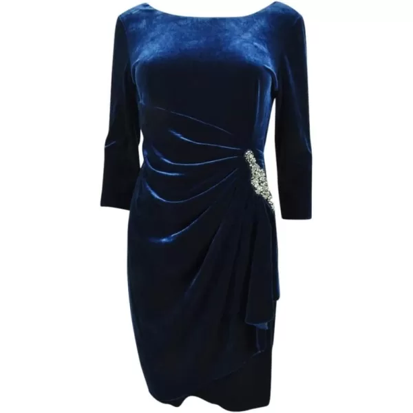 Alex Evenings Womens Plus SideRuched Velvet Dress 24W Imperial