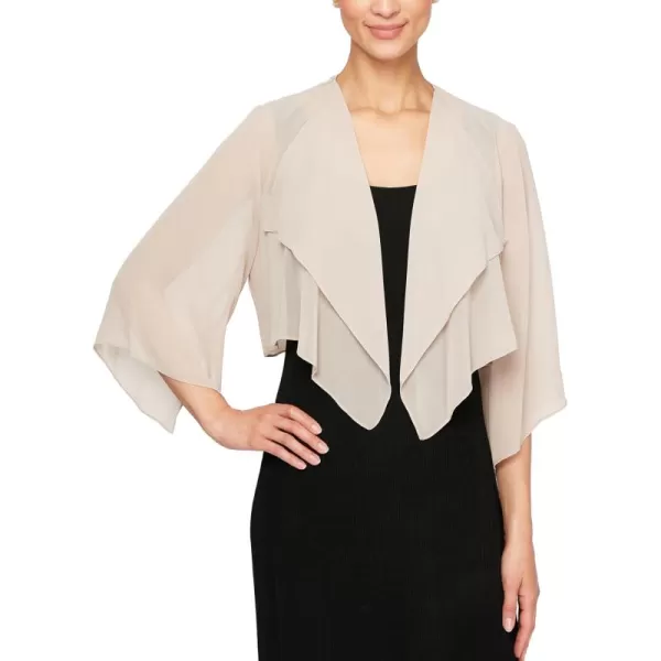 Alex Evenings Womens Short Bolero Shrug Jacket with 34 Sleeve Elegant Cropped CoverUp for Formal and Evening WearChampagne