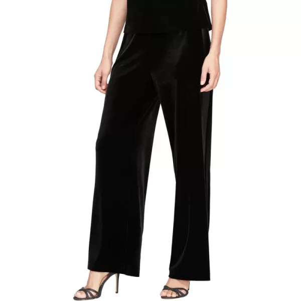 Alex Evenings Womens Straight Leg Full Length Velvet Dress Pant Regular PetiteBlack Velvet Satin Stripe