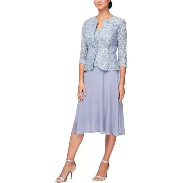 Alex Evenings Womens Tea Length Jacket Dress Perfect for Weddings Formal Events Petite and Regular SizesLavender