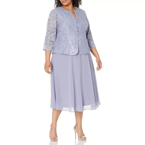 Alex Evenings Womens Tea Length Jacket Dress Perfect for Weddings Formal Events Petite and Regular SizesLavender Plus