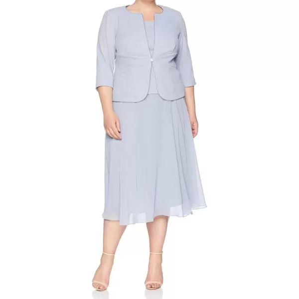 Alex Evenings Womens Tea Length Jacket Dress Perfect for Weddings Formal Events Petite and Regular SizesLight Blue Plus