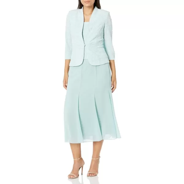 Alex Evenings Womens Tea Length Jacket Dress Perfect for Weddings Formal Events Petite and Regular SizesMint Green