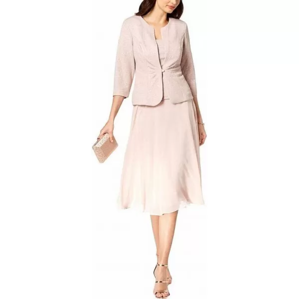 Alex Evenings Womens Tea Length Jacket Dress Perfect for Weddings Formal Events Petite and Regular SizesPale Blush