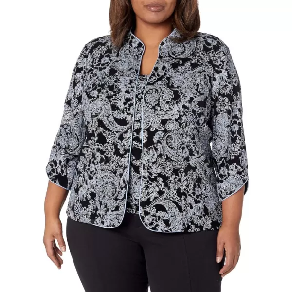 Alex Evenings Womens Top and Jacket SetBlackHydrangea