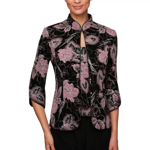 Alex Evenings Womens Top and Jacket SetBlackRose Flor