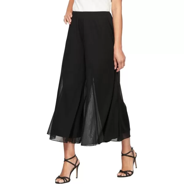 Alex Evenings Womens Wide Leg Chiffon Dress Pant for Mother of The Bride Elegant Party Outfit Petite and Regular SizesBlack Mesh Cropped