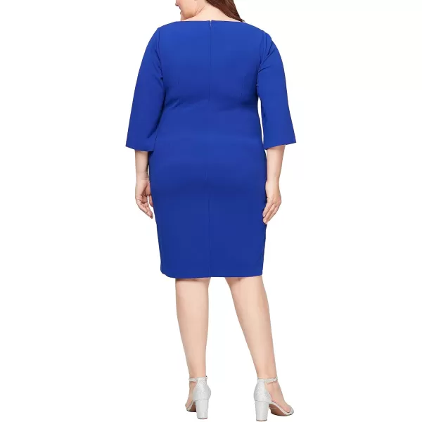Alex Evenings Womens Plus Size Short Shift Dress with Embellished Illusion DetailRoyal Split Sleeve