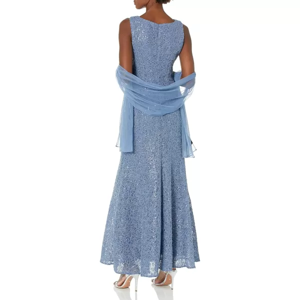 Alex Evenings Womens Dress and Shawl SetDusty Blue