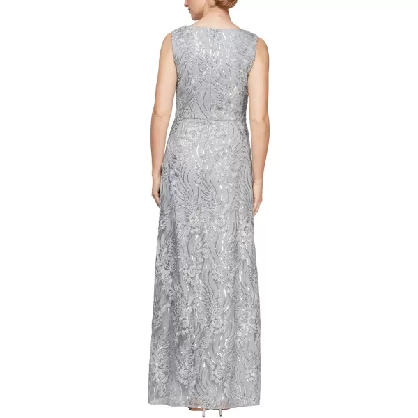 Alex Evenings Womens Dress and Shawl SetSilver