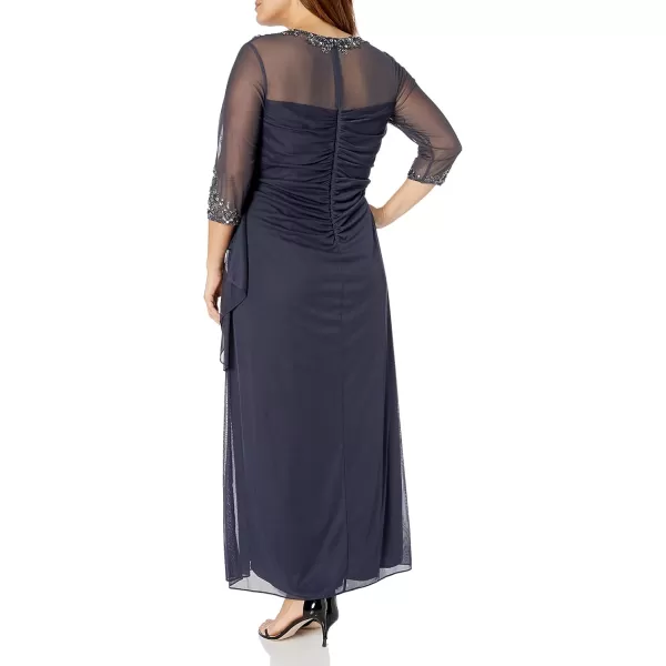 Alex Evenings Womens Plus Size Long Sleeve Sweetheart Neckline DressCharcoal