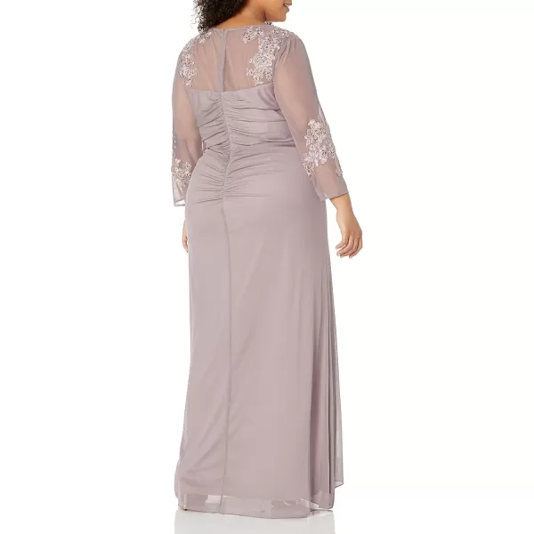 Alex Evenings Womens Plus Size Long Sleeve Sweetheart Neckline DressRose