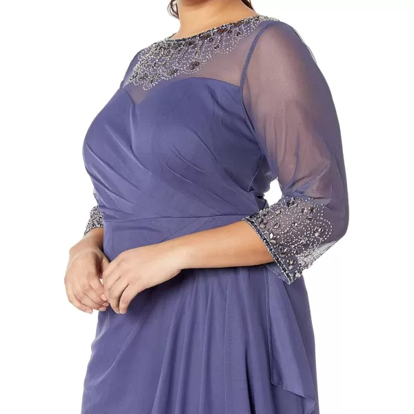Alex Evenings Womens Plus Size Long Sleeve Sweetheart Neckline DressViolet Sheer Ne