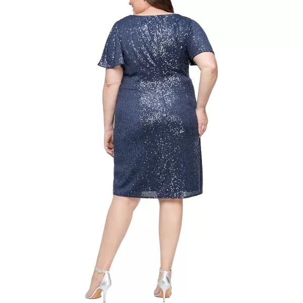 imageAlex Evenings Womens Plus Size Short Sequin DressNavy Sequin