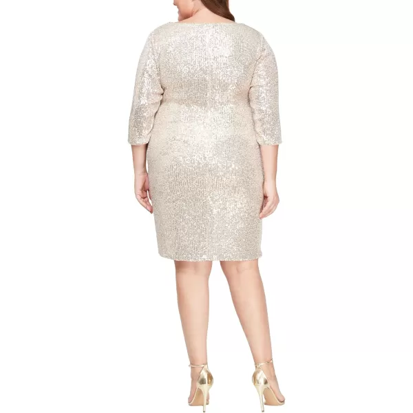 imageAlex Evenings Womens Plus Size Short Sequin DressTaupe