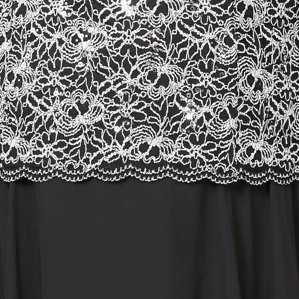 Alex Evenings Womens Plus Size Tea Length Lace Mock DressBlack and White