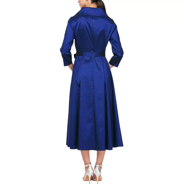 Alex Evenings Womens Portrait Collar Dress with Full Skirt Pockets and Tie BeltRoyal