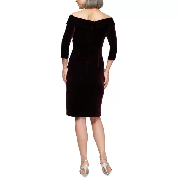 imageAlex Evenings Womens Short Off The Shoulder Velvet Dress Petite and RegularAubergine Velvet