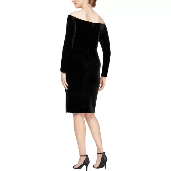 imageAlex Evenings Womens Short Off The Shoulder Velvet Dress Petite and RegularBlack Velvet