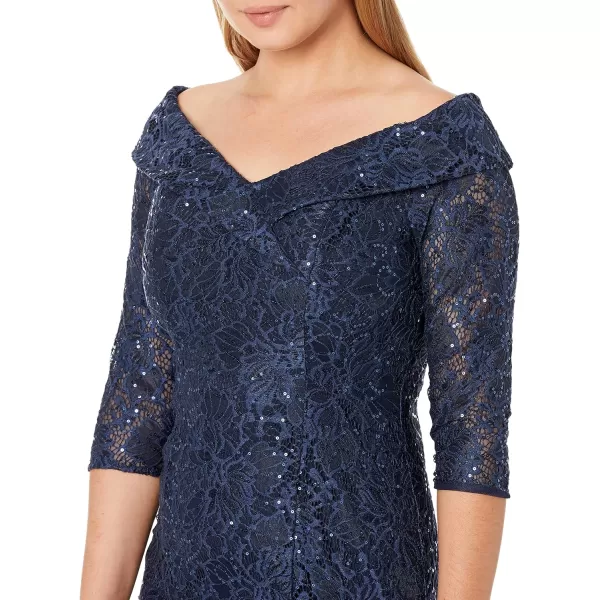 imageAlex Evenings Womens Short Off The Shoulder Velvet Dress Petite and RegularNavy