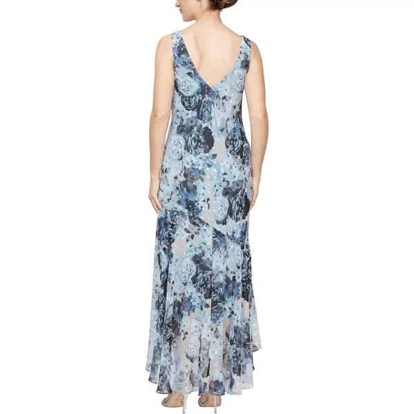 Alex Evenings Womens Sleeveless Printed Chiffon MidLength Dress with JacketBlue Floral