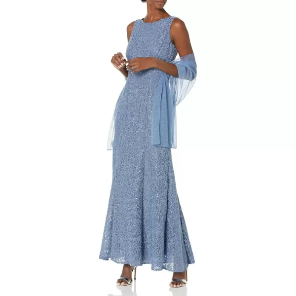 Alex Evenings Womens Dress and Shawl SetDusty Blue