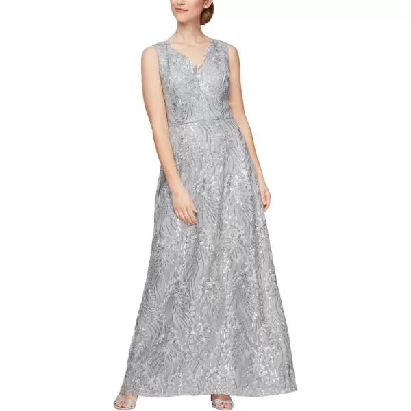 Alex Evenings Womens Dress and Shawl SetSilver