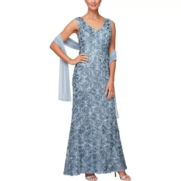 Alex Evenings Womens Dress and Shawl SetSlate Blue