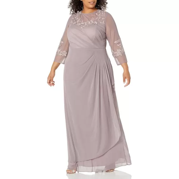 Alex Evenings Womens Plus Size Long Sleeve Sweetheart Neckline DressRose