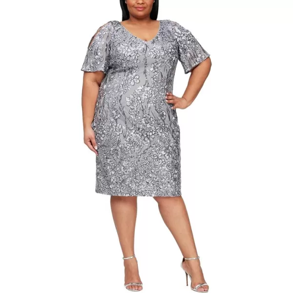 imageAlex Evenings Womens Plus Size Short Sequin DressSilver