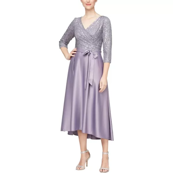 Alex Evenings Womens Satin Ballgown Dress with Pockets Petite and Regular SizesHeather Hi Low