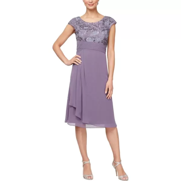 Alex Evenings Womens Short Sleeveless Aline Gown with Embroidered Empire Bodice Cocktail Dress for Special OccasionsIcy Orchid